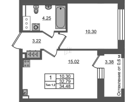 2 ккв (Евро) № 25 Корп.: 1.2 , Секция 1.1  в ЖК Setl Ривьера