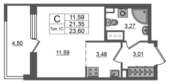 Студия № 1287 Корп.: 1.1 , Секция 1.8  в ЖК Setl Ривьера