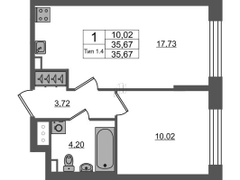 2 ккв (Евро) № 964 Корп.: 1.1 , Секция 1.7  в ЖК Setl Ривьера
