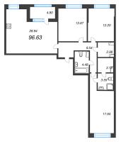 4 ккв (Евро) № 1592 Корп.: 1.1 , Секция 2.2  в ЖК Сэтл Ривьера