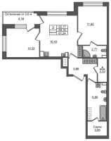 3 ккв (Евро) № 522 Корп.: 1.2 , Секция 3.1  в ЖК Setl Ривьера