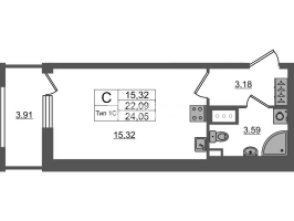 Студия № 1148 Корп.: 1.1 , Секция 1.7  в ЖК Setl Ривьера