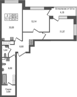 3 ккв (Евро) № 411 Корп.: 1.2 , Секция 3.1  в ЖК Сэтл Ривьера