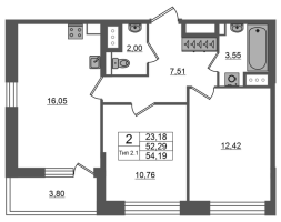 3 ккв (Евро) № 263 Корп.: 1.1 , Секция 1.4  в ЖК Setl Ривьера
