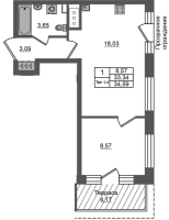 2 ккв (Евро) № 371 Корп.: 1.2 , Секция 2.1  в ЖК Сэтл Ривьера
