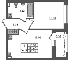 2 ккв (Евро) № 197 Корп.: 1.2 , Секция 2.1  в ЖК Сэтл Ривьера