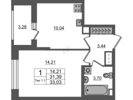 1 ккв № 1350 Корп.: 1.1 , Секция 1.8  в ЖК Сэтл Ривьера