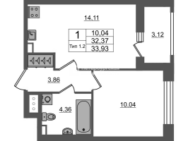 1 ккв № 1324 Корп.: 1.1 , Секция 1.8  в ЖК Setl Ривьера
