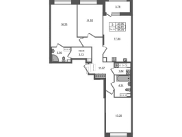 4 ккв (Евро) № 1685 Корп.: 1.1 , Секция 2.3  в ЖК Сэтл Ривьера