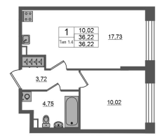 2 ккв (Евро) № 951 Корп.: 1.1 , Секция 1.7  в ЖК Setl Ривьера