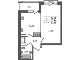 1 ккв № 922 Корп.: 1.1 , Секция 1.6  в ЖК Сэтл Ривьера