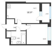 1 ккв № 1308 Корп.: 1.1 , Секция 1.8  в ЖК Сэтл Ривьера