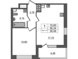 2 ккв (Евро) № 828 Корп.: 1.1 , Секция 1.6  в ЖК Сэтл Ривьера