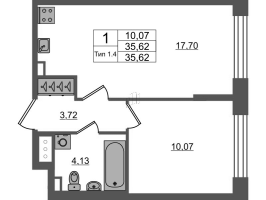 2 ккв (Евро) № 962 Корп.: 1.1 , Секция 1.7  в ЖК Setl Ривьера