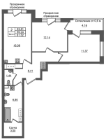 3 ккв (Евро) № 552 Корп.: 1.2 , Секция 3.1  в ЖК Setl Ривьера