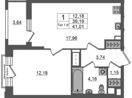 2 ккв (Евро) № 108 Корп.: 1.1 , Секция 1.2  в ЖК Сэтл Ривьера