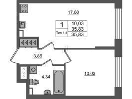 2 ккв (Евро) № 1180 Корп.: 1.1 , Секция 1.8  в ЖК Setl Ривьера