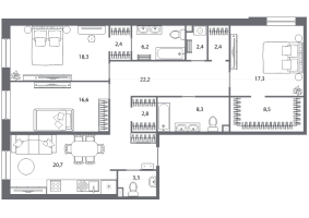 4 ккв (Евро) № 207 Корп.: 8.2 , Секция 1  в ЖК Северная корона