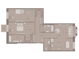 3 ккв № 231 Корп.: 8.2 , Секция 2  в ЖК Северная корона