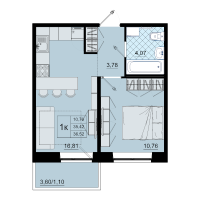 2 ккв (Евро) № 262 Корп.: 1 , Секция 6  в ЖК Северный меридиан