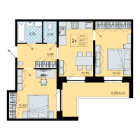 2 ккв № 101 Корп.: 1 , Секция 2  в ЖК Северный меридиан