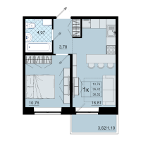 2 ккв (Евро) № 261 Корп.: 1 , Секция 6  в ЖК Северный меридиан