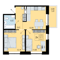 2 ккв № 329 Корп.: 1 , Секция 6  в ЖК Северный меридиан