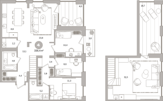 5 ккв (Евро) № 201.8.5 Корп.: 3-2 , Секция 1  в ЖК Северный ветер