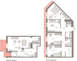 5 ккв (Евро) № 205.1.2 Корп.: 2-1 , Секция 2  в ЖК Северный ветер