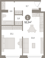 2 ккв (Евро) № 302.9.5 Корп.: 2-2 , Секция 2  в ЖК Северный ветер