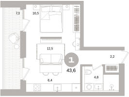 2 ккв (Евро) № 104.10.7 Корп.: 3-1 , Секция 4  в ЖК Северный ветер