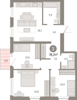 4 ккв (Евро) № 208.5.6 Корп.: 2-1 , Секция 5  в ЖК Северный ветер
