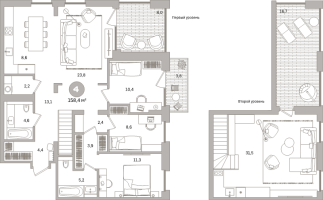 5 ккв (Евро) № 201.8.5 Корп.: 3-2 , Секция 1  в ЖК Северный ветер