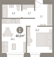 1 ккв № 204.2.5 Корп.: 2-1 , Секция 1  в ЖК Северный ветер