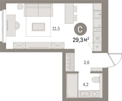 Студия № 305.5.5 Корп.: 2-2 , Секция 5  в ЖК Северный ветер