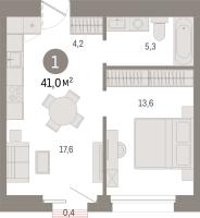 2 ккв (Евро) № 204.8.5 Корп.: 2-1 , Секция 1  в ЖК Северный ветер