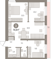 4 ккв (Евро) № 301.2.2 Корп.: 2-2 , Секция 1  в ЖК Северный ветер