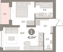 2 ккв (Евро) № 306.3.3 Корп.: 2-2 , Секция 6  в ЖК Северный ветер