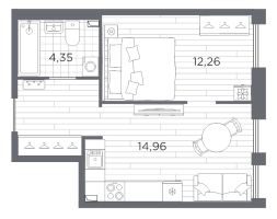 1 ккв № 174 Корп.: 631 , Секция 5  в ЖК Сезоны