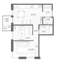 3 ккв (Евро) № 25 Корп.: 611 , Секция 1  в ЖК Сезоны
