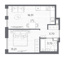 2 ккв (Евро) № 86 Корп.: 611 , Секция 3  в ЖК Сезоны