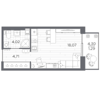 Студия № 41 Корп.: 622 , Секция 1  в ЖК Сезоны