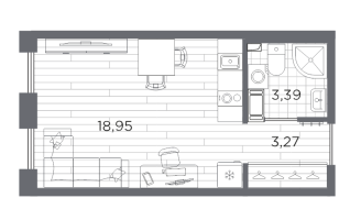 Студия № 12 Корп.: 611 , Секция 1  в ЖК Сезоны