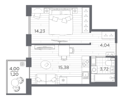 2 ккв (Евро) № 65 Корп.: 611 , Секция 2  в ЖК Сезоны
