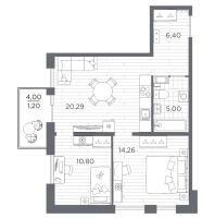 3 ккв (Евро) № 30 Корп.: 631 , Секция 1  в ЖК Сезоны