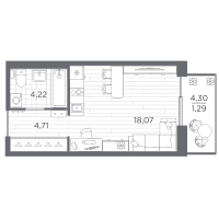 Студия № 11 Корп.: 622 , Секция 1  в ЖК Сезоны