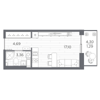 Студия № 132 Корп.: 622 , Секция 1  в ЖК Сезоны