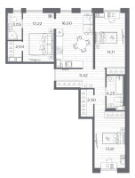 4 ккв (Евро) № 115 Корп.: 611 , Секция 4  в ЖК Сезоны