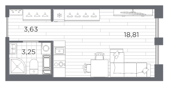 Студия № 111 Корп.: 631 , Секция 3  в ЖК Сезоны