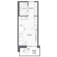 Студия № 29 Корп.: 631 , Секция 1  в ЖК Сезоны